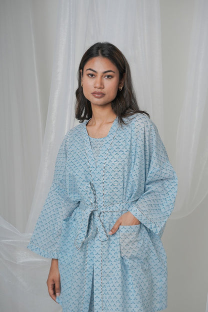 Summer blue loungewear, organic cotton, oversized capes, underwear and pants, comfy pajama sets, custom made plus sizes, small sizes, casual wear