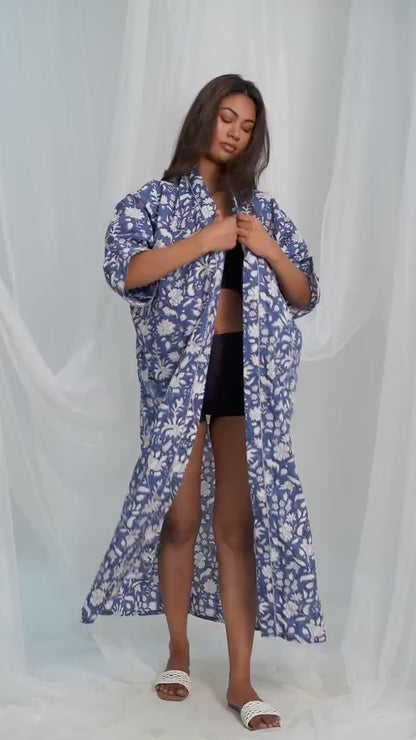 Printed Robe, Cotton Beach Cover up, Kaftan for Women, Caftan for Women, Summer Beach Kimono, Beachwear Robe, Beach Dress, Gifts for Her